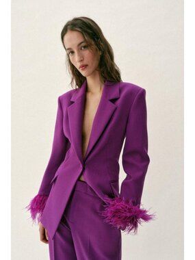 ZARA FEATHER CUFF SHOULDER PAD BLAZER